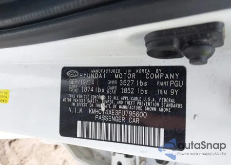 2015 Hyundai Accent Gls из США, поврежденный, VIN KMHCT4AE3FU795600